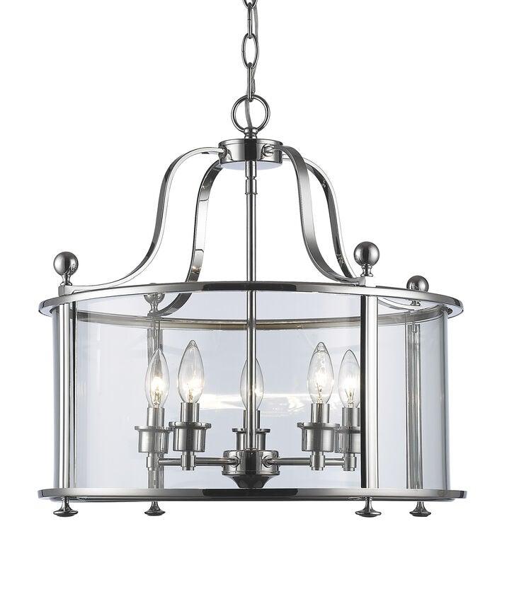 Steel with Clear Glass Shade Multiple Light Pendant - LV LIGHTING