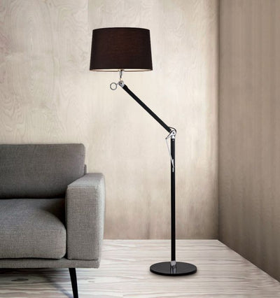 LED Black and Chrome Frame with Fabric Shade Adjustable Floor Lamp