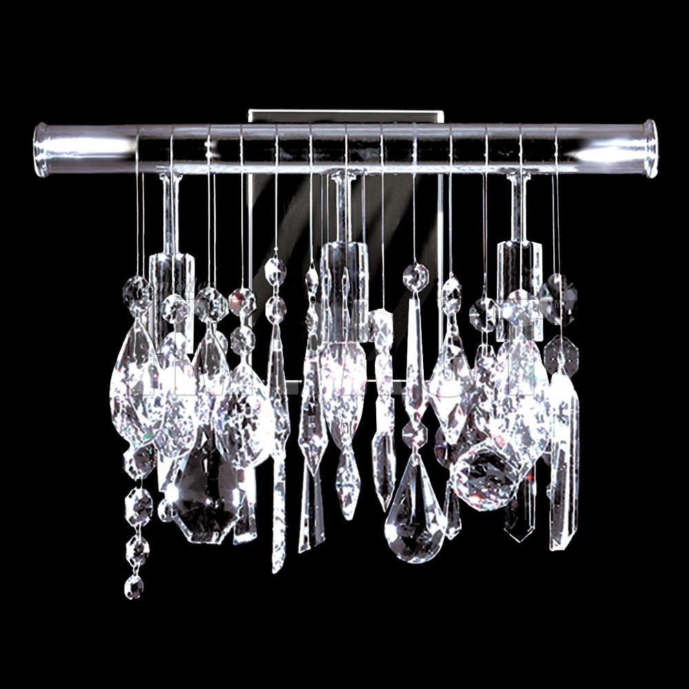 Chrome with Crystal Strand Linear Wall Sconce - LV LIGHTING