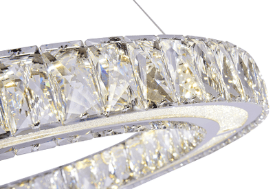 LED Chrome with Crystal Single Ring Chandelier - LV LIGHTING