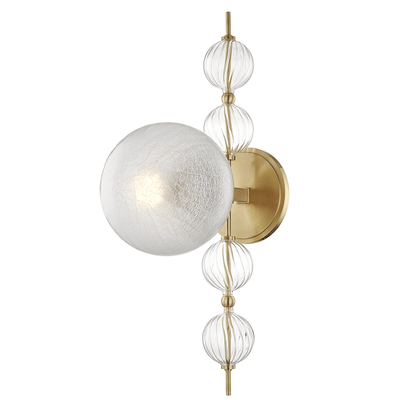 Steel with Spiral and Matte Crackle Glass Orb Shade Wall Sconce - LV LIGHTING