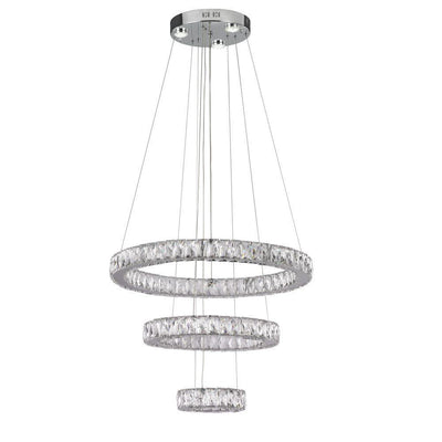 LED Chrome with Crystal Rings Chandelier - LV LIGHTING