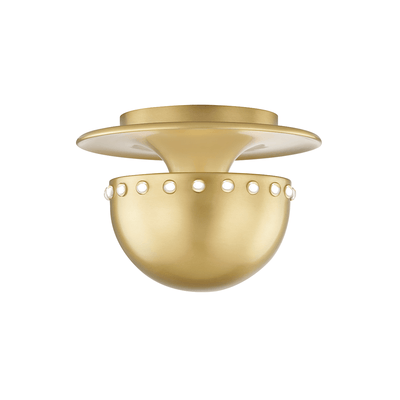 Aged Brass with Ribbon Crystals Shade Flush Mount - LV LIGHTING