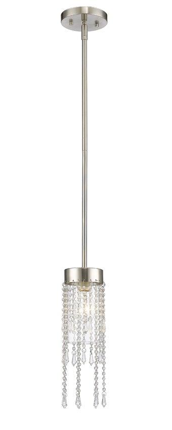 Brushed Nickel with Glass Shade and Bead Mini Pendant - LV LIGHTING