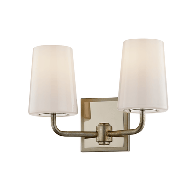 Silver Leaf and Polished Nickel with Opal White Glass Shade Vanity Light - LV LIGHTING