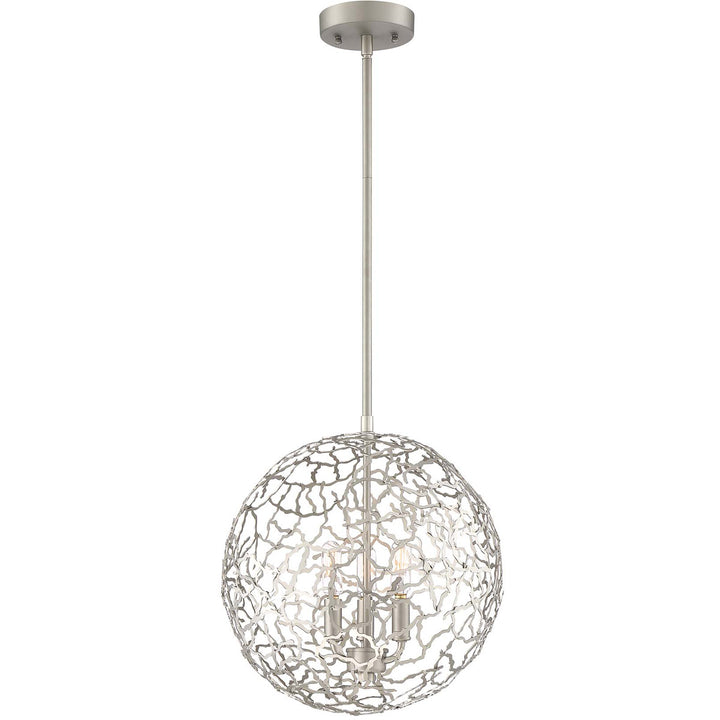 Steel Helios Orb Frame Pendant in Satin Nickel by Zeev