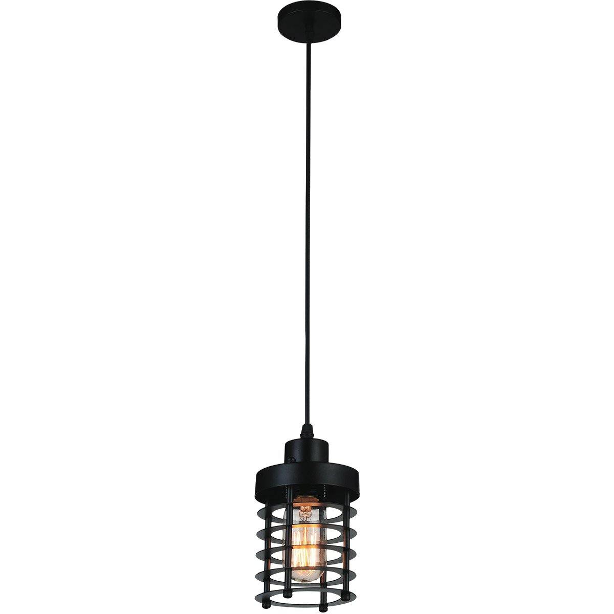 Black with Open Air Cylindrical Frame Pendant - LV LIGHTING