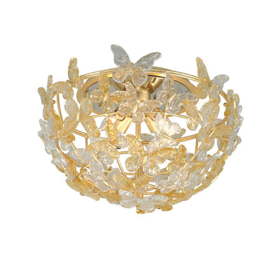 Gold Leaf Frame with Butterfly Italian Glass Shade Wall Sconce - LV LIGHTING