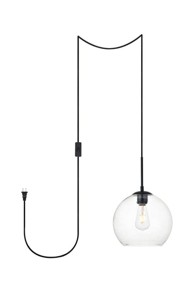 Black Single Light with Clear Glass plug-in Pendant - LV LIGHTING
