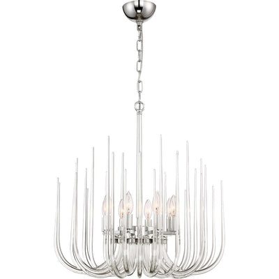 Chrome with Clear Curve Glass Spike Chandelier - LV LIGHTING