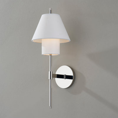 Steel Frame with White Belgian Linen Shade Wall Sconce