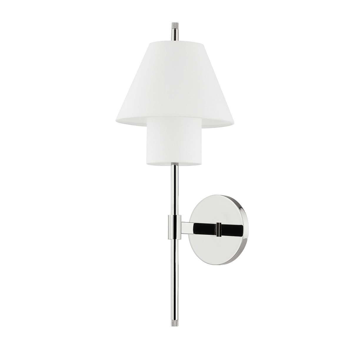 Steel Frame with White Belgian Linen Shade Wall Sconce