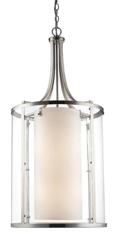 Steel with Clear and Matte Opal Glass Shade Pendant - LV LIGHTING