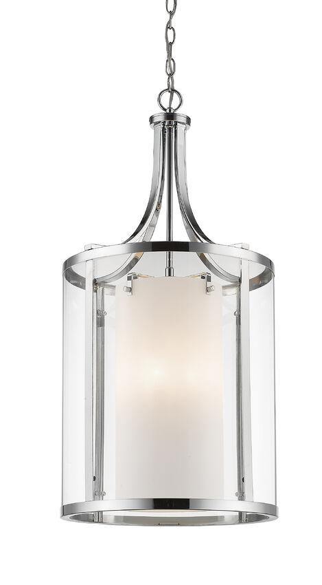 Steel with Clear and Matte Opal Glass Shade Pendant - LV LIGHTING
