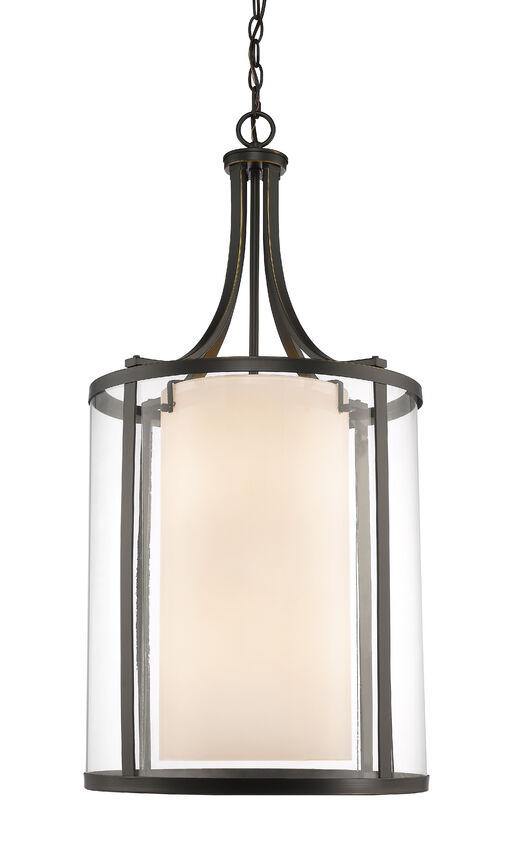 Steel with Clear and Matte Opal Glass Shade Pendant - LV LIGHTING