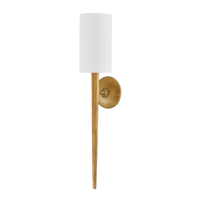 Vintage Brass Texture Arm with White Linen Shade Wall Sconce