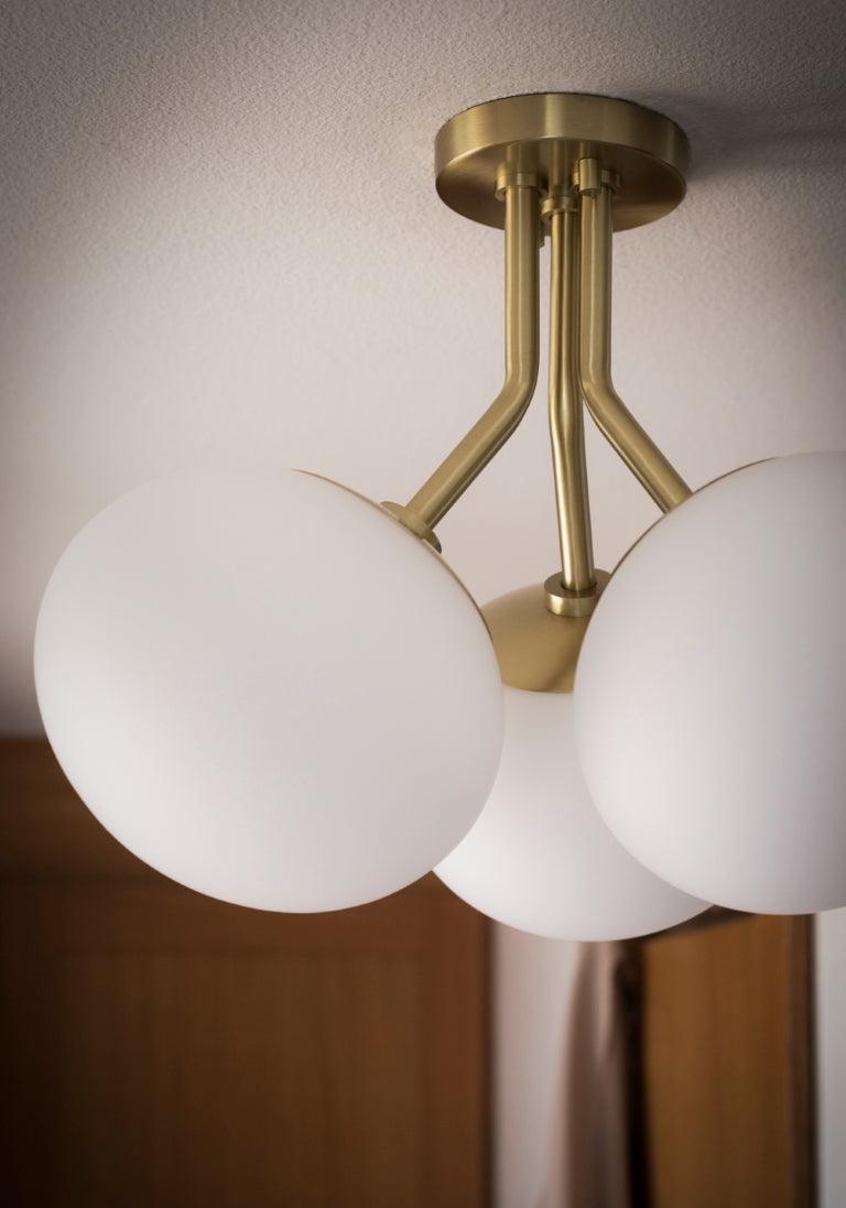 Steel Arms with White Glass Globe Shade Flush mount - LV LIGHTING