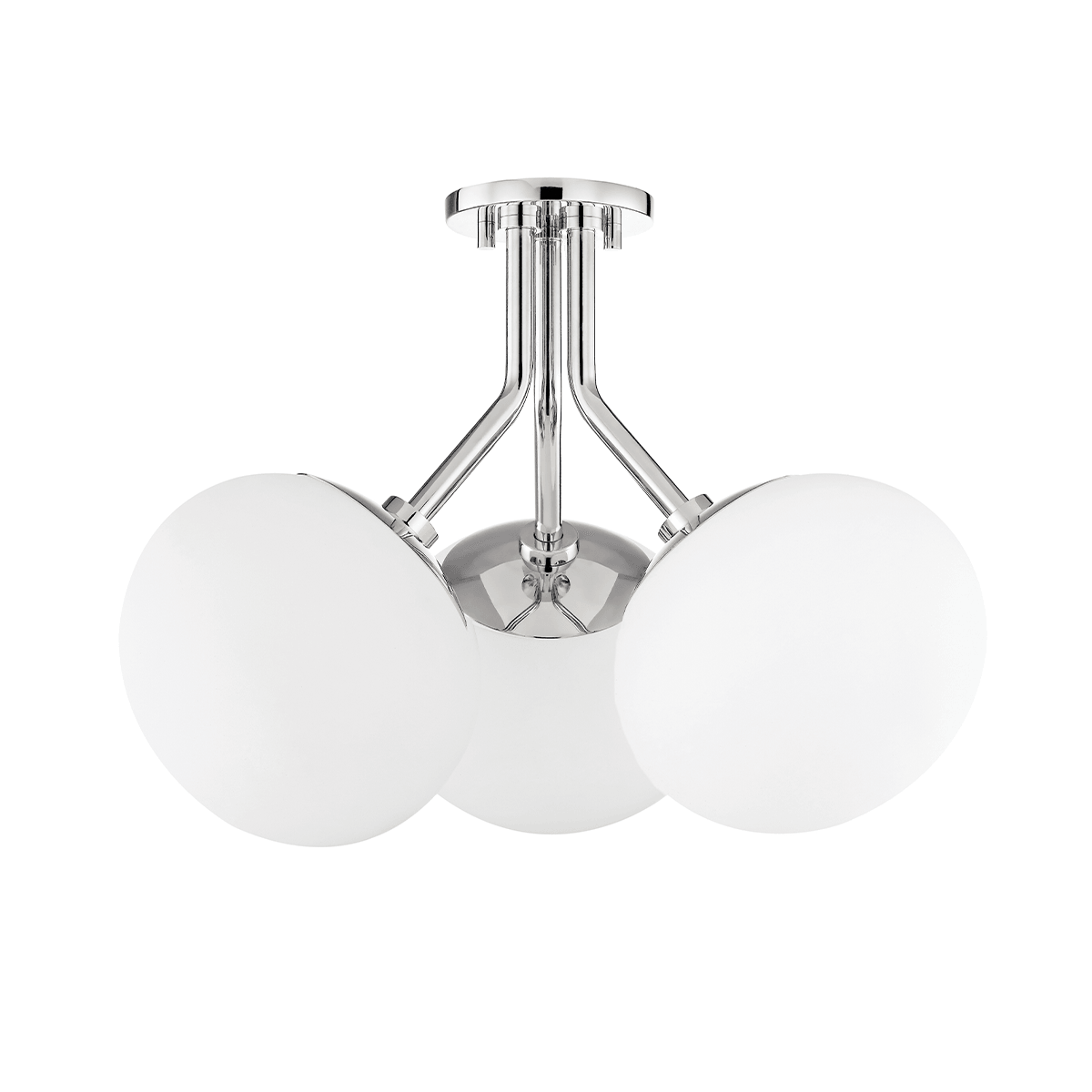 Steel Arms with White Glass Globe Shade Flush mount - LV LIGHTING