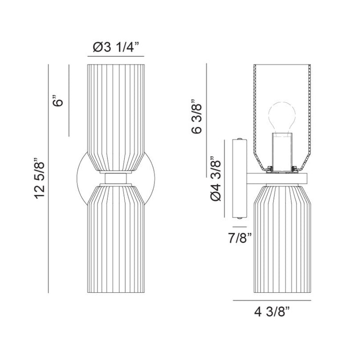 Westlock - Steel Frame with Clear Ribbed Glass Shade Double Ended Wall Sconce by Matteo Lighting - view 3