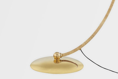 Aged Brass with Rattan Sprout Arch Arm Floor Lamp - LV LIGHTING