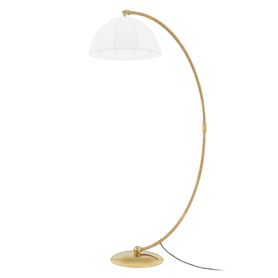 Aged Brass with Rattan Sprout Arch Arm Floor Lamp - LV LIGHTING