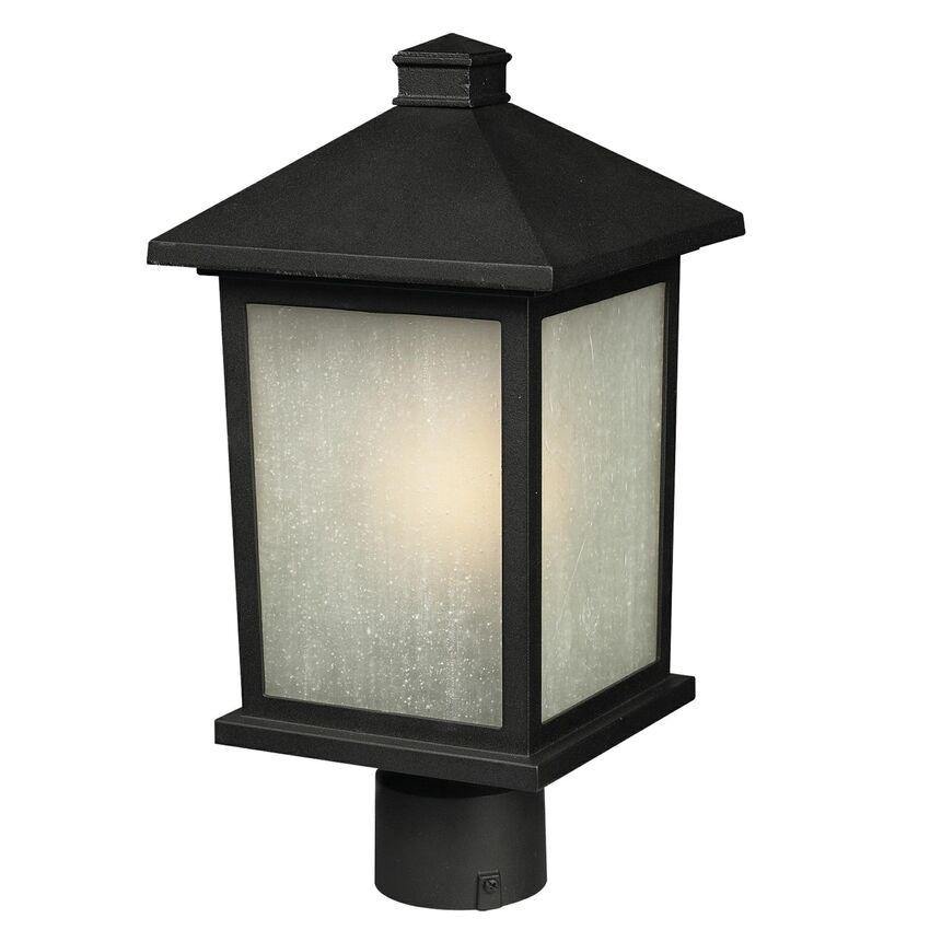 Aluminum with Seedy Glass Shade Traditional Outdoor Post Light - LV LIGHTING
