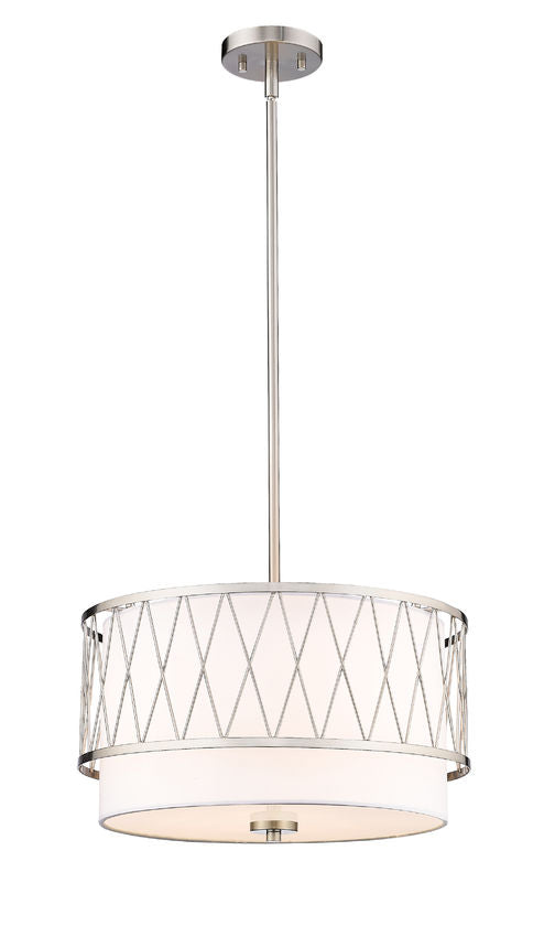 Steel Frame with Fabric Drum Shade Pendant / Chandelier
