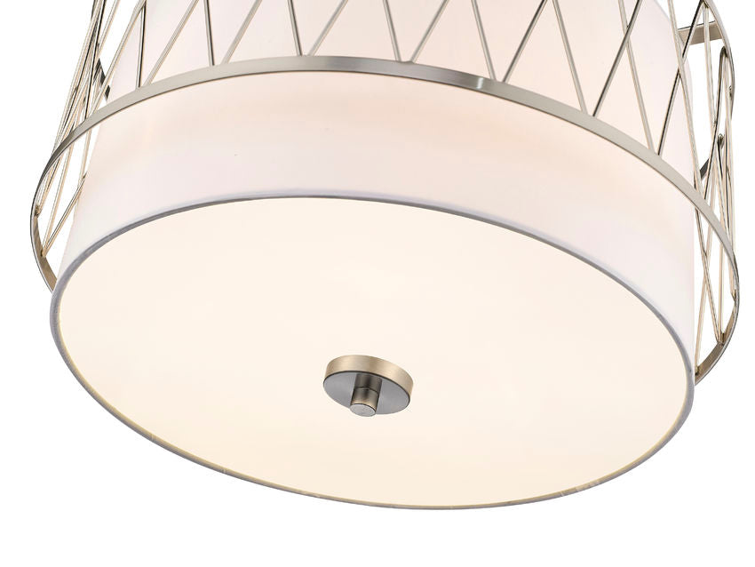 Steel Frame with Fabric Drum Shade Pendant / Chandelier