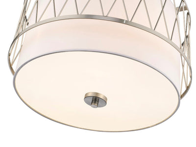 Steel Frame with Fabric Drum Shade Pendant / Chandelier