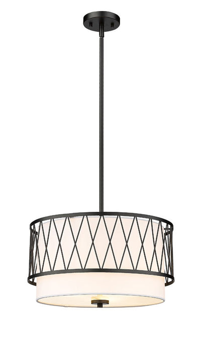 Steel Frame with Fabric Drum Shade Pendant / Chandelier