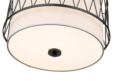 Steel Frame with Fabric Drum Shade Pendant / Chandelier