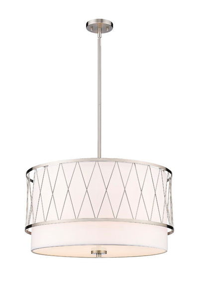 Steel Frame with Fabric Drum Shade Pendant / Chandelier