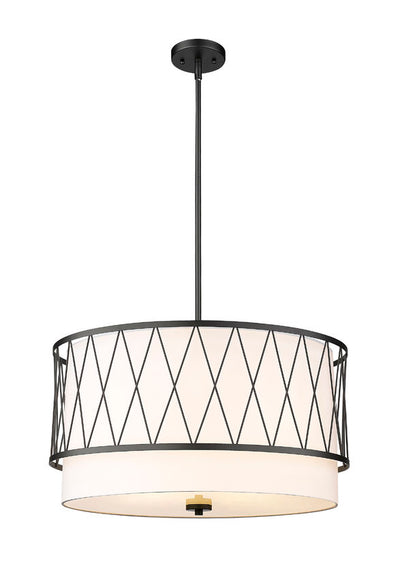 Steel Frame with Fabric Drum Shade Pendant / Chandelier