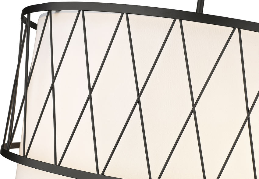 Steel Frame with Fabric Drum Shade Pendant / Chandelier