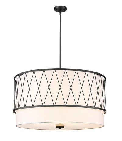 Steel Frame with Fabric Drum Shade Pendant / Chandelier