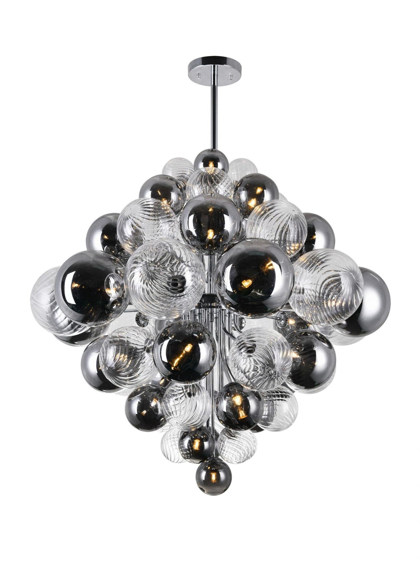 Chrome with Dark and Clear Glass Shade Chandelier - LV LIGHTING