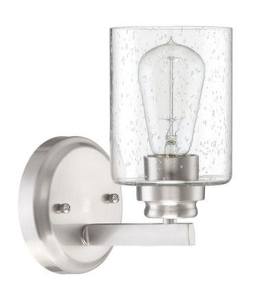 Steel Frame with Cylindrical Glass Shade Single Wall Sconce