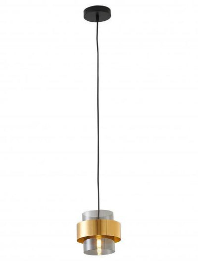 Gold Plated with Ash Grey Glass Shade Single Pendant - LV LIGHTING