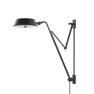 Soft Black Adjustable Rod and Shade with Acrylic Diffuser Plug In Wall Sconce