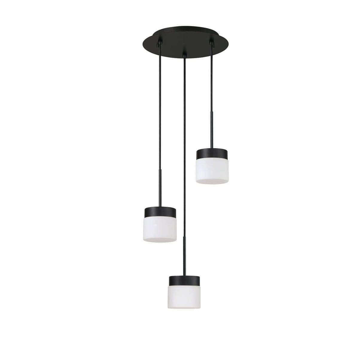Black with Frosted Shade 3 Light Pendant - LV LIGHTING