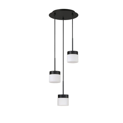 Black with Frosted Shade 3 Light Pendant - LV LIGHTING