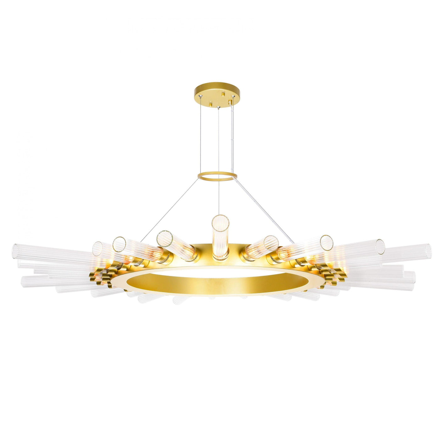Satin Gold with Glass Tube Shade - LV LIGHTING