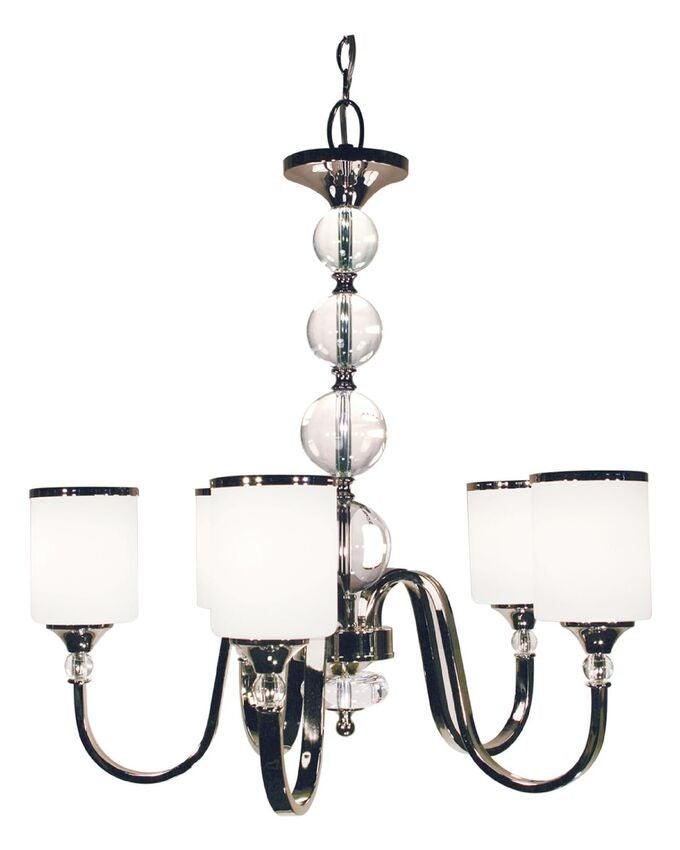 White Shade With Glass Spheres Chandelier - LV LIGHTING