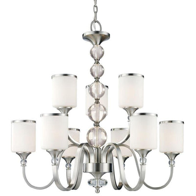 White Shade With Glass Spheres Chandelier - LV LIGHTING
