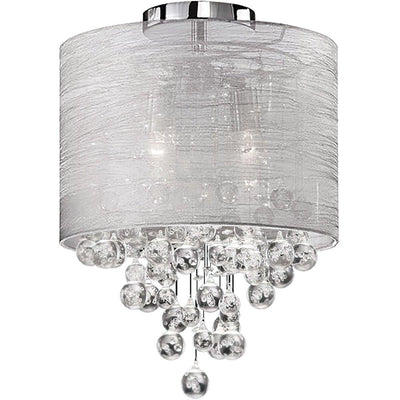 Polished Chrome with Silver Organza Shade Crystal Pendant - LV LIGHTING