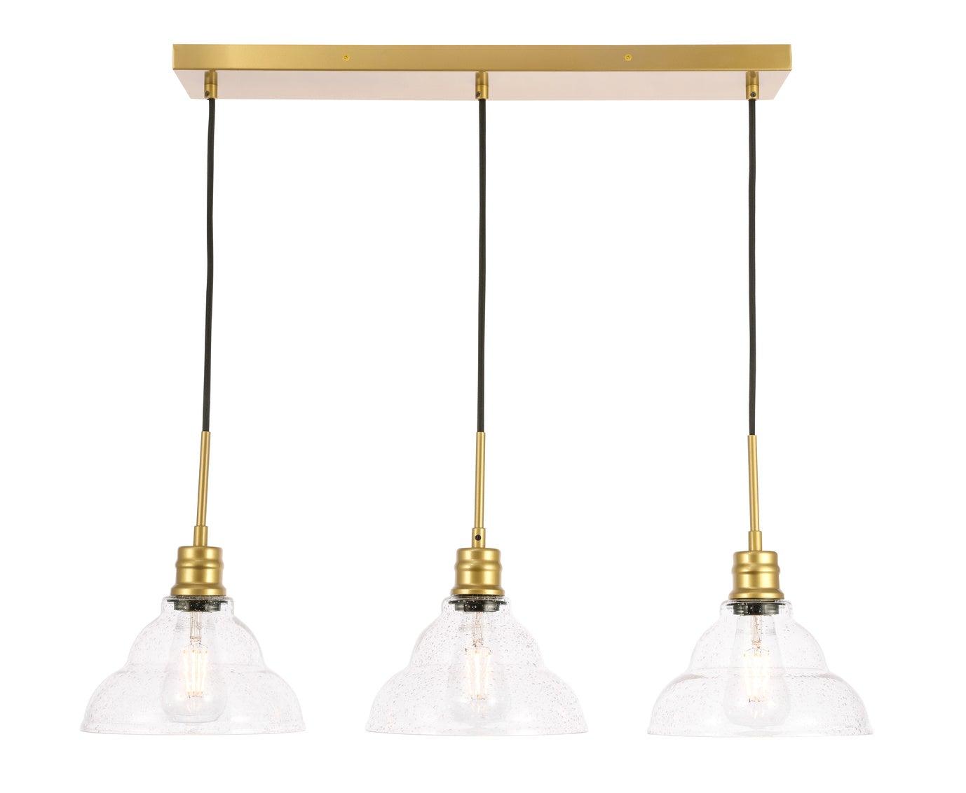 Brass with Clear Bubble Glass Shade Linear Pendant - LV LIGHTING