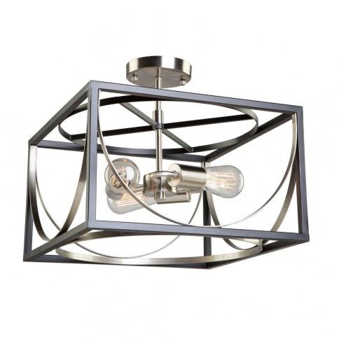 Black with Polished Nickel Open Air Frame Semi Flush Mount - LV LIGHTING