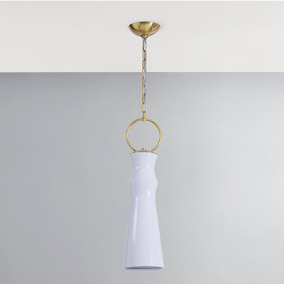 Aged Brass Chain with Ceramic Shade Mini Pendant