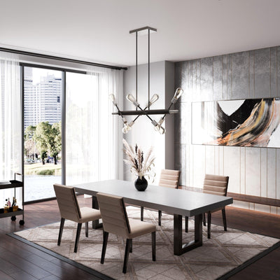 Black with Brushed Nickel Frame Adjustable Linear Pendant - LV LIGHTING