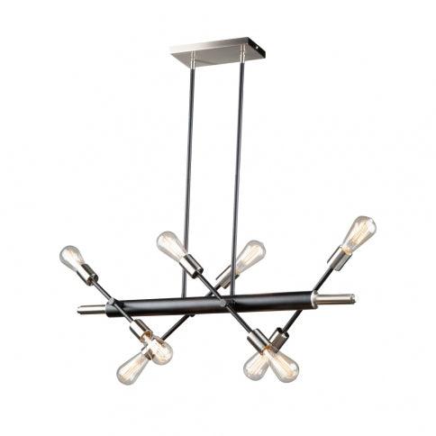 Black with Brushed Nickel Frame Adjustable Linear Pendant - LV LIGHTING